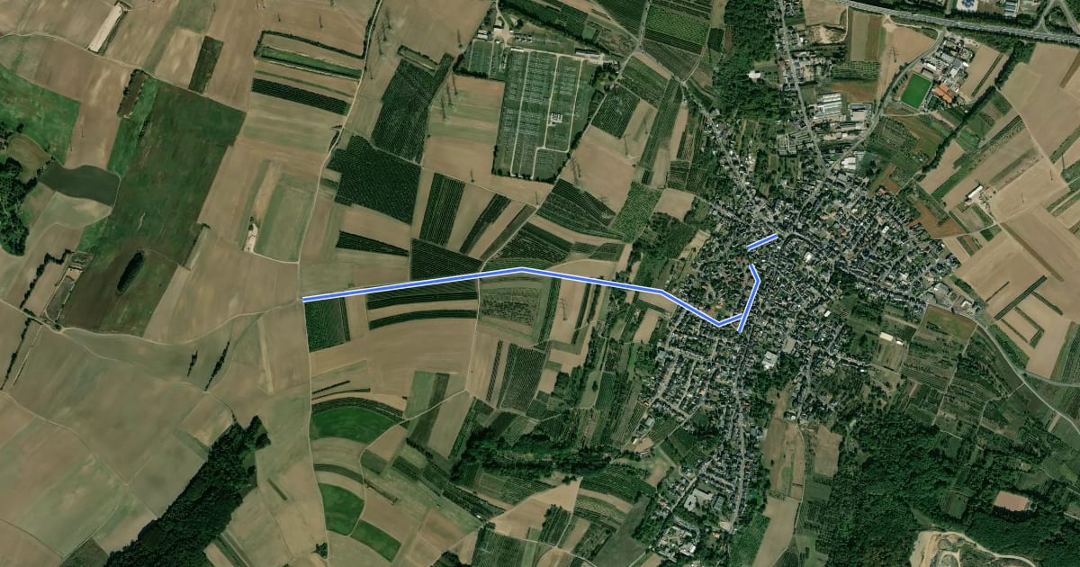 Маршрут Rheinburgenweg Zugangsweg Kettig на спутниковом снимке