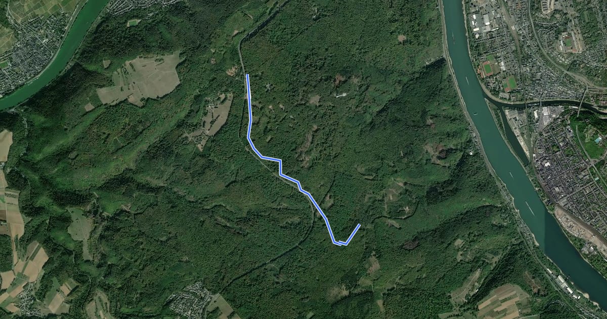 Маршрут Rheinburgenweg Zugangsweg Merkurtempel на спутниковом снимке