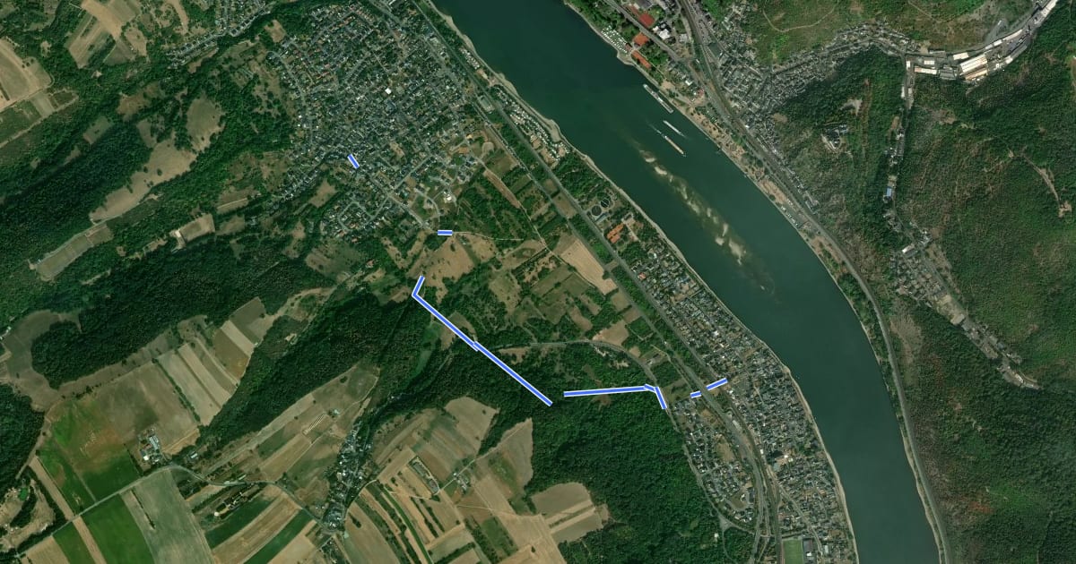 Маршрут Rheinburgenweg Zugangsweg Spay на спутниковом снимке
