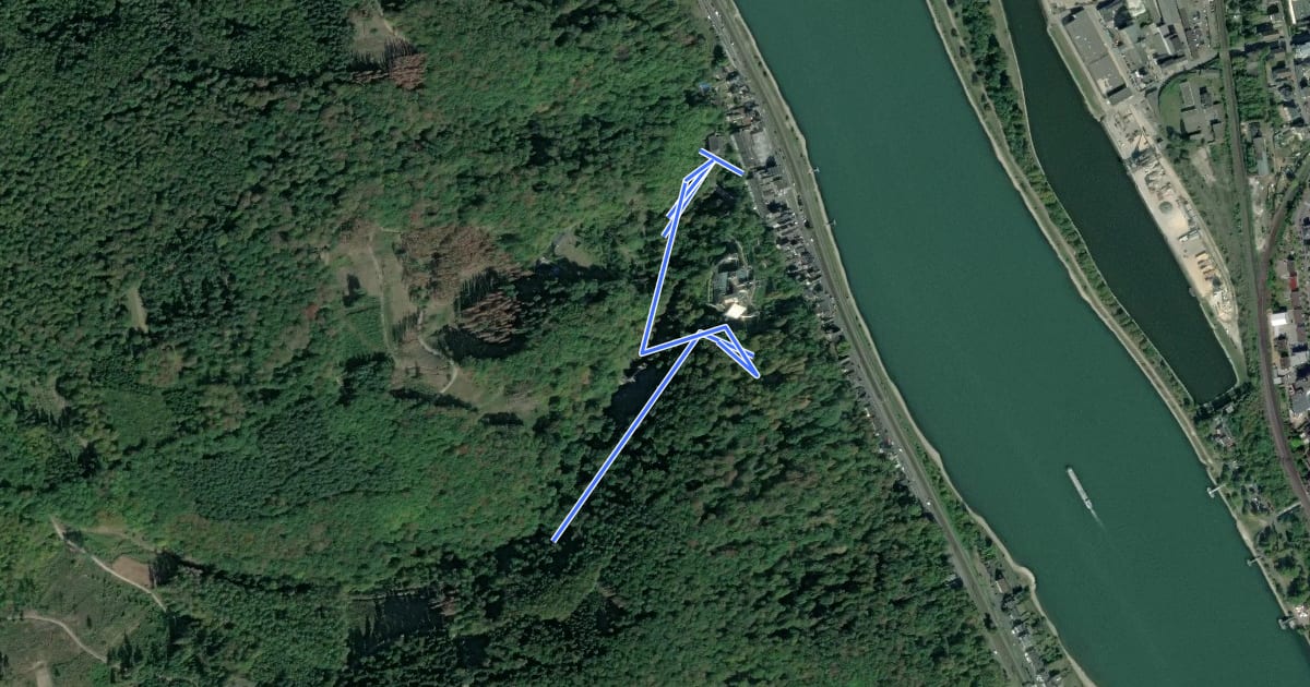 Маршрут Rheinburgenweg Zugangsweg Stolzenfels на спутниковом снимке