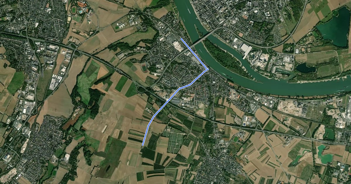 Маршрут Rheinburgenweg Zugangsweg Weißenthurm на спутниковом снимке