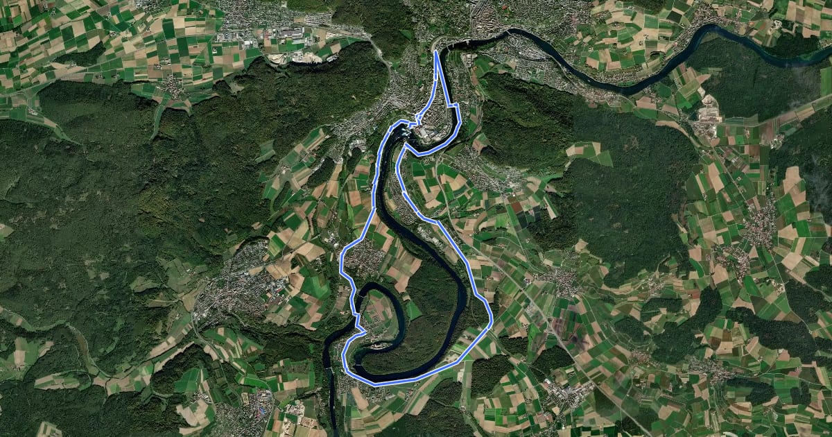 Маршрут Rheinfall-Route на спутниковом снимке