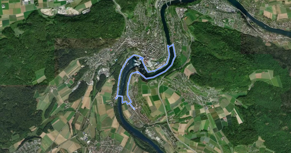 Маршрут Rheinfall Rundweg на спутниковом снимке