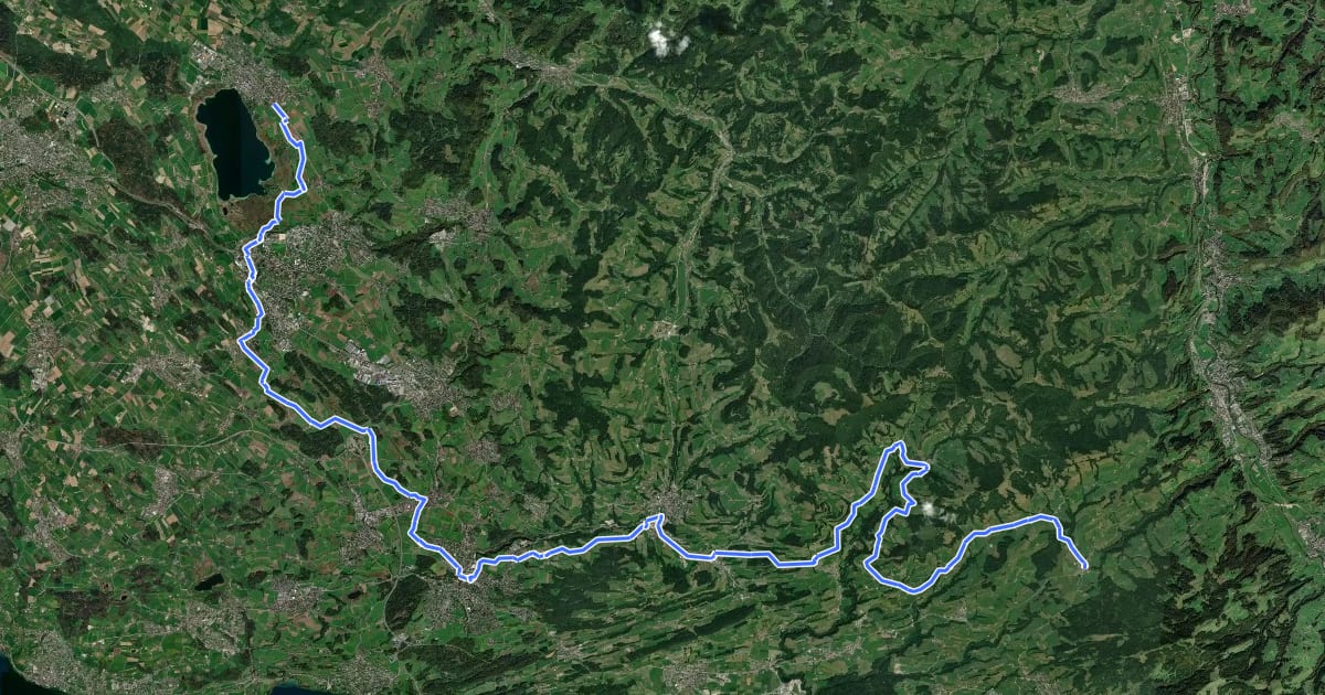 Маршрут Rheinfall - Zürcher Oberland - Etappe 2 на спутниковом снимке