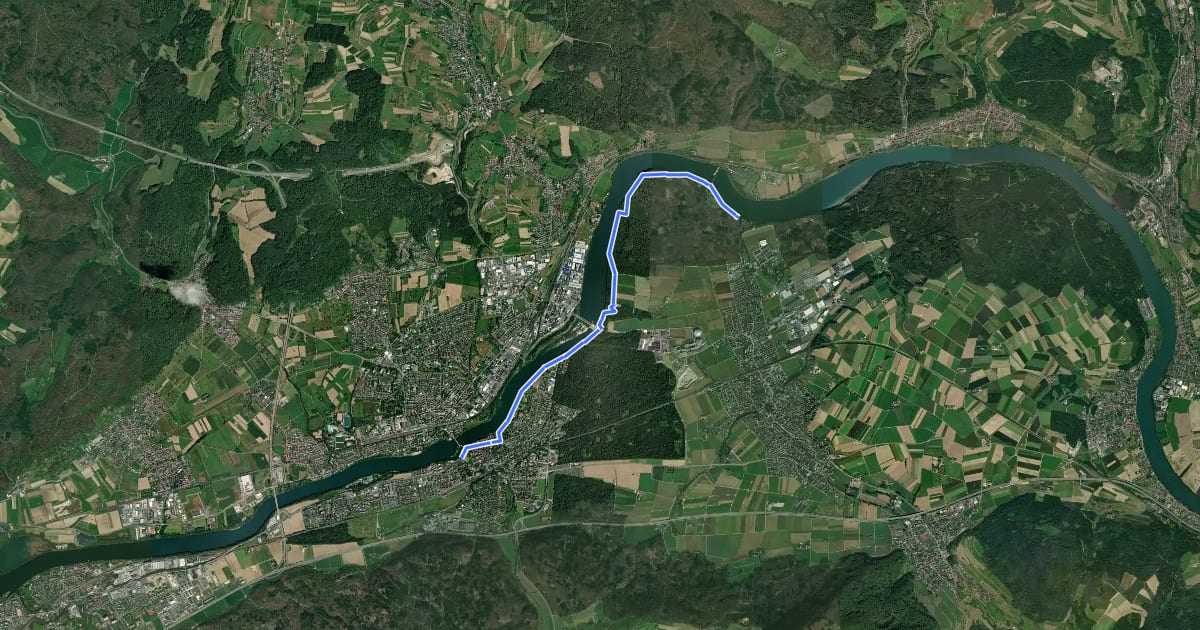 Маршрут Rheinfelden - Bachtele на спутниковом снимке