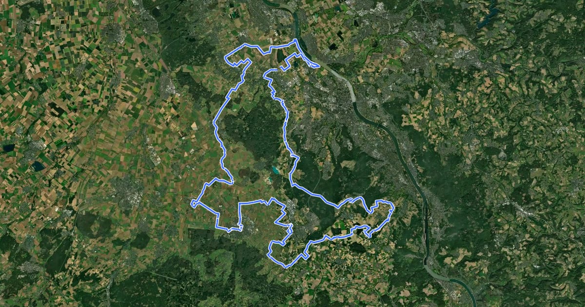 Маршрут Rheinische Apfelroute на спутниковом снимке