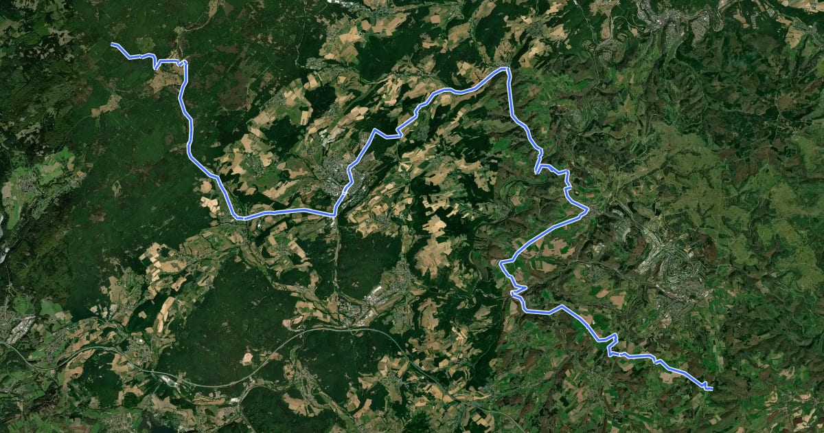 Маршрут Rheinland-Pfalz Radroute (Landkreis Birkenfeld) на спутниковом снимке