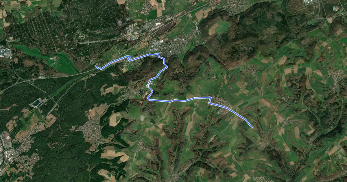 Маршрут Rheinland-Pfalz Radroute (Landkreis Kaiserslautern) на спутниковом снимке