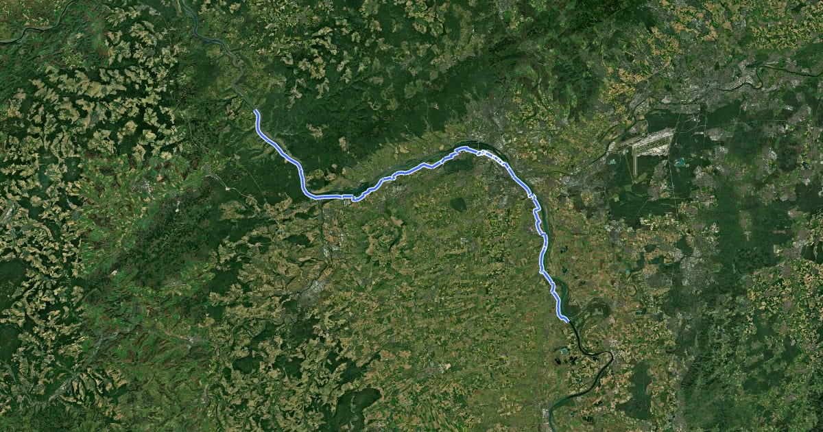 Маршрут Rheinland-Pfalz Radroute (Landkreis Mainz-Bingen) на спутниковом снимке