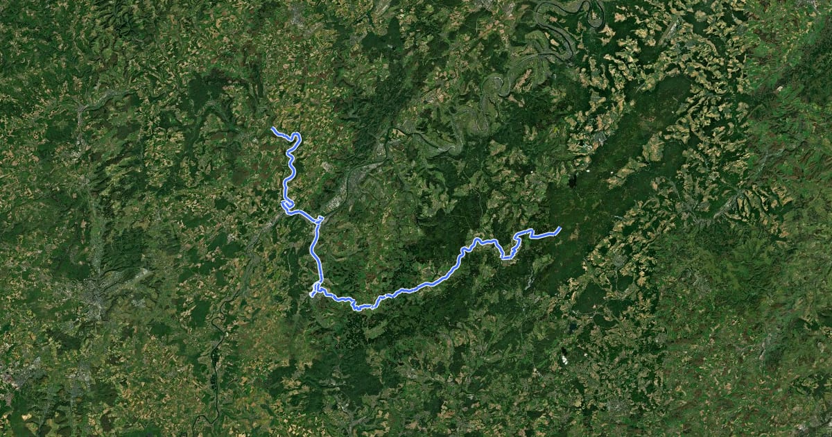 Маршрут Rheinland-Pfalz Radroute (Landkreis Trier-Saarburg) на спутниковом снимке