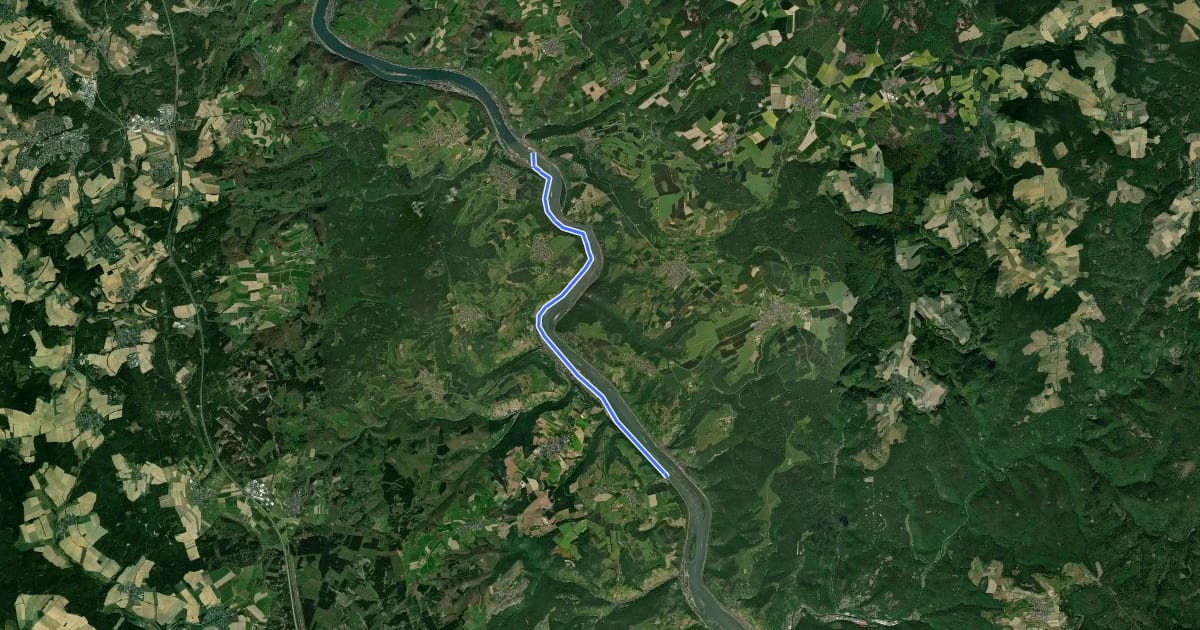 Маршрут Rheinland-Pfalz Radroute (Rhein-Hunsrück) на спутниковом снимке