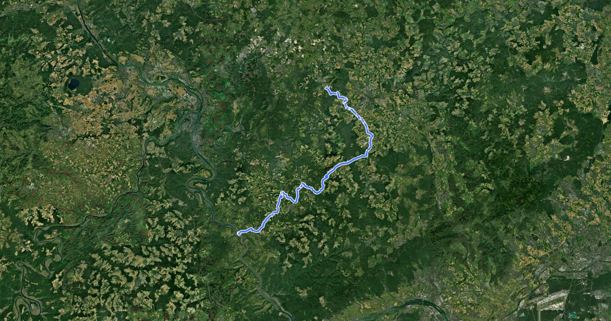 Маршрут Rheinland-Pfalz Radroute (Rhein-Lahn-Kreis) на спутниковом снимке