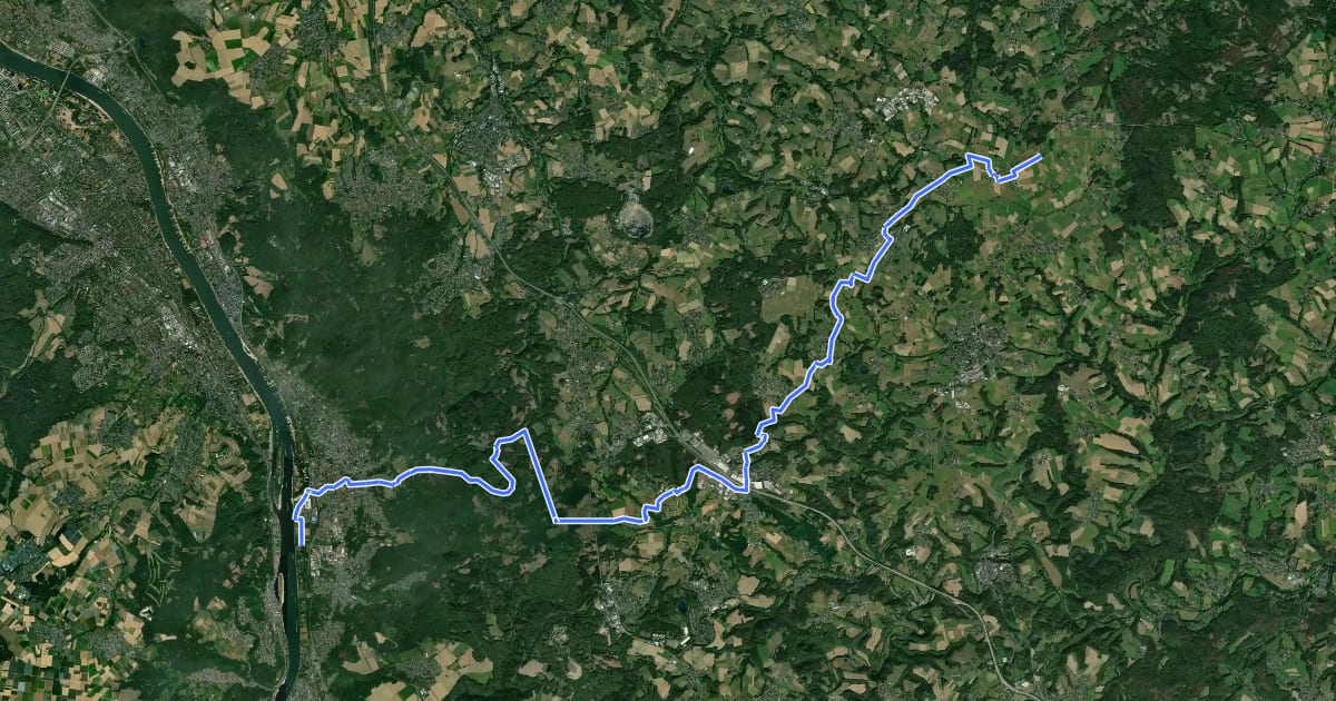 Маршрут Rheinland-Pfalz Radroute (Rhein-Sieg-Kreis) на спутниковом снимке