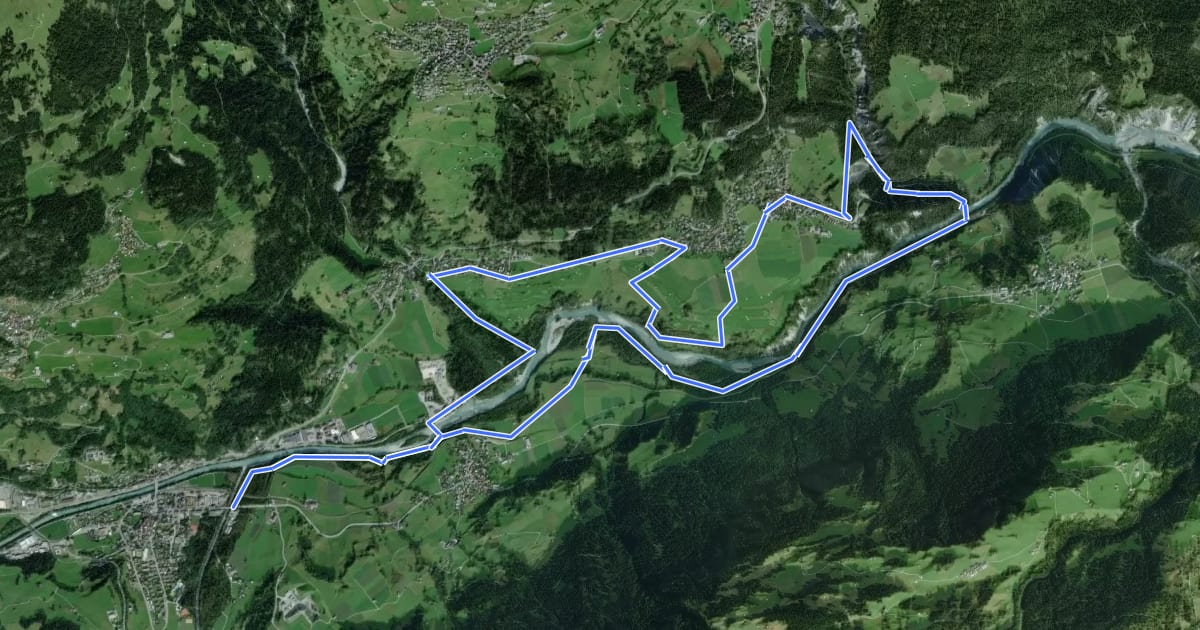 Маршрут Rheinschlucht Wanderung (Auenweg) на спутниковом снимке