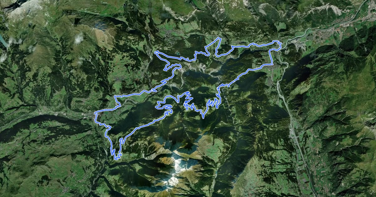 Маршрут Rheinschluchttour на спутниковом снимке