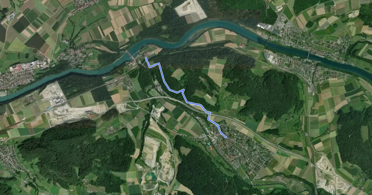 Маршрут Rheinsfelden - Glattfelden на спутниковом снимке