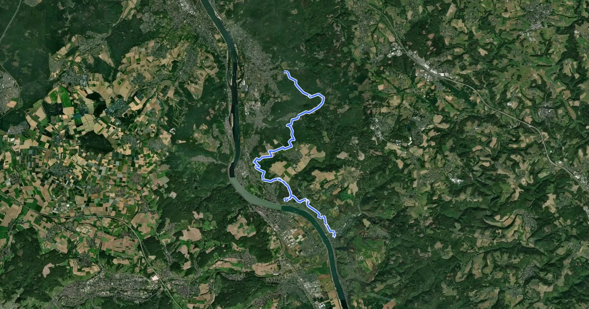 Маршрут Rheinsteig Etappe 03 [Bad Honnef - Linz] на спутниковом снимке