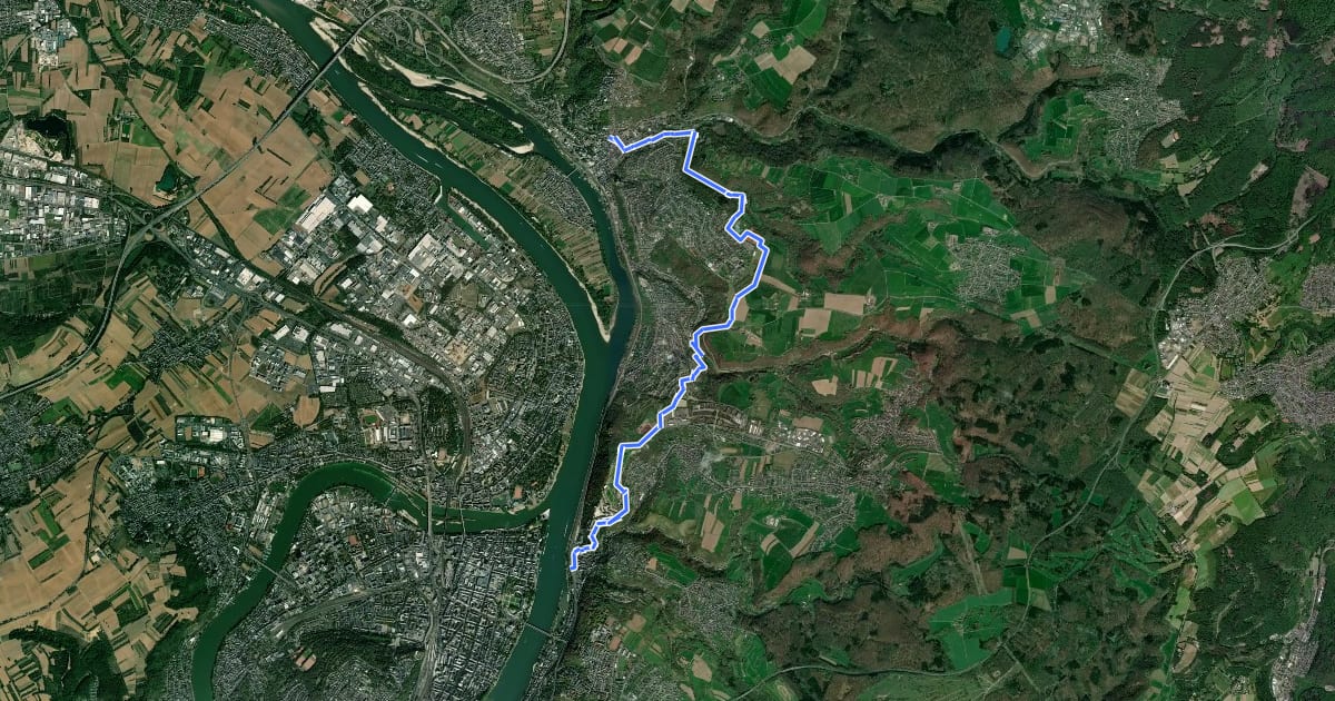 Маршрут Rheinsteig Etappe 09 [Vallendar - Koblenz-Ehrenbreitstein] на спутниковом снимке