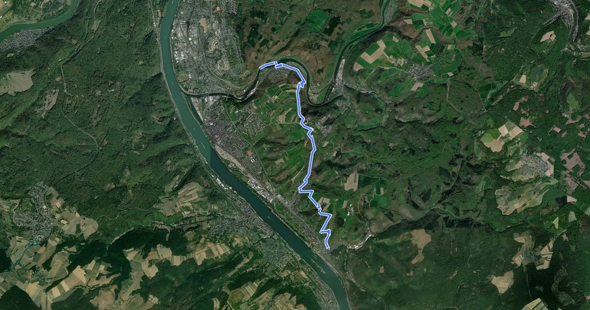 Маршрут Rheinsteig Etappe 11 [Niederlahnstein - Braubach] на спутниковом снимке