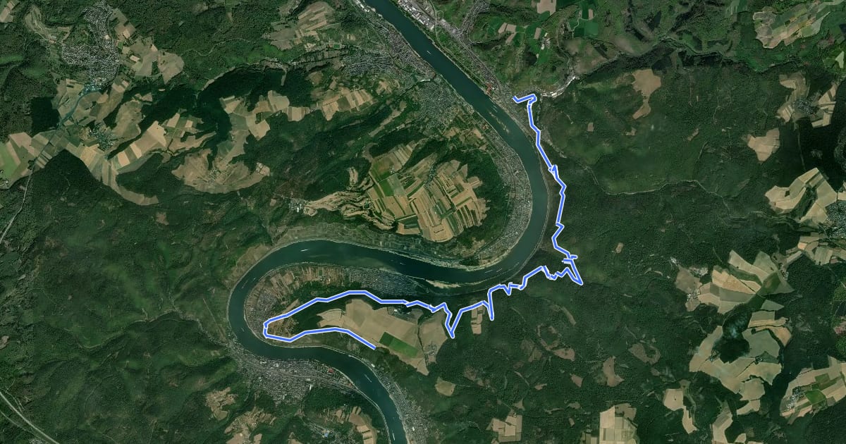Маршрут Rheinsteig Etappe 12 [Braubach - Kamp-Bornhofen] на спутниковом снимке