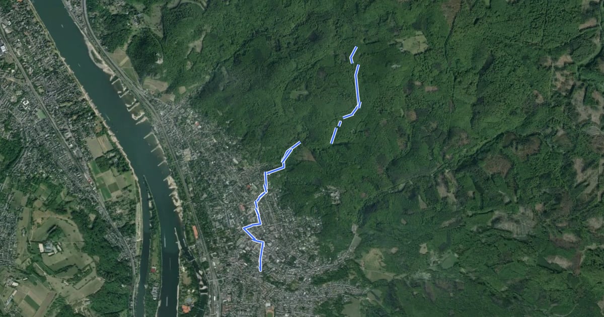Маршрут Rheinsteig-Zuweg Bad Honnef (Nord) на спутниковом снимке