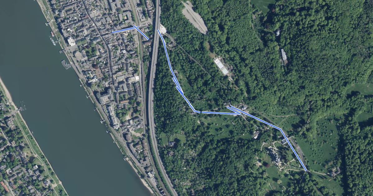 Маршрут Rheinsteig-Zuweg Königswinter Rheinfähre на спутниковом снимке