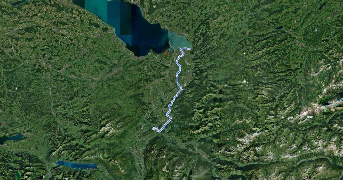 Маршрут Rheintalweg Vorarlberg на спутниковом снимке