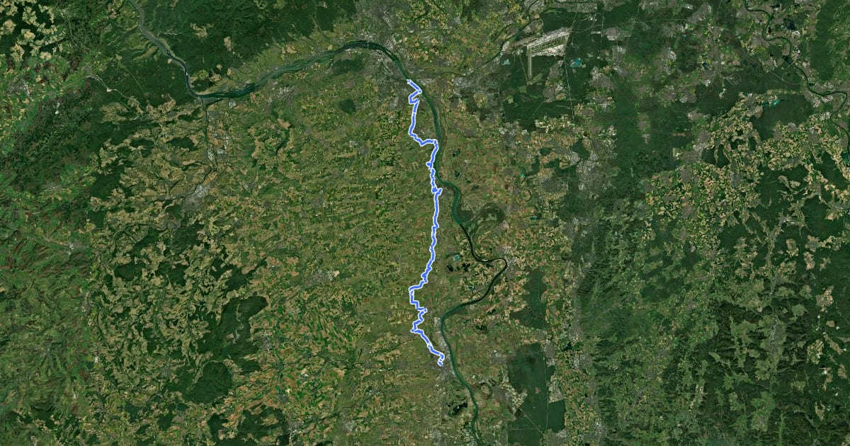 Маршрут Rheinterrassenweg (Stammstrecke) на спутниковом снимке