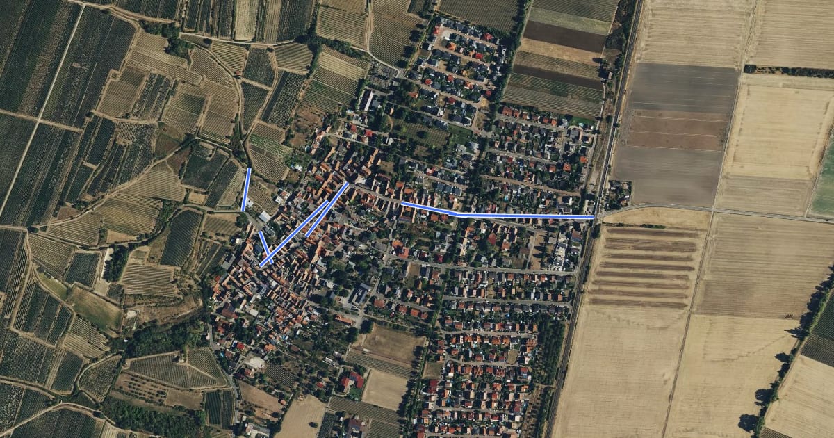 Маршрут Rheinterrassenweg Zuweg Bahnhof Mettenheim на спутниковом снимке