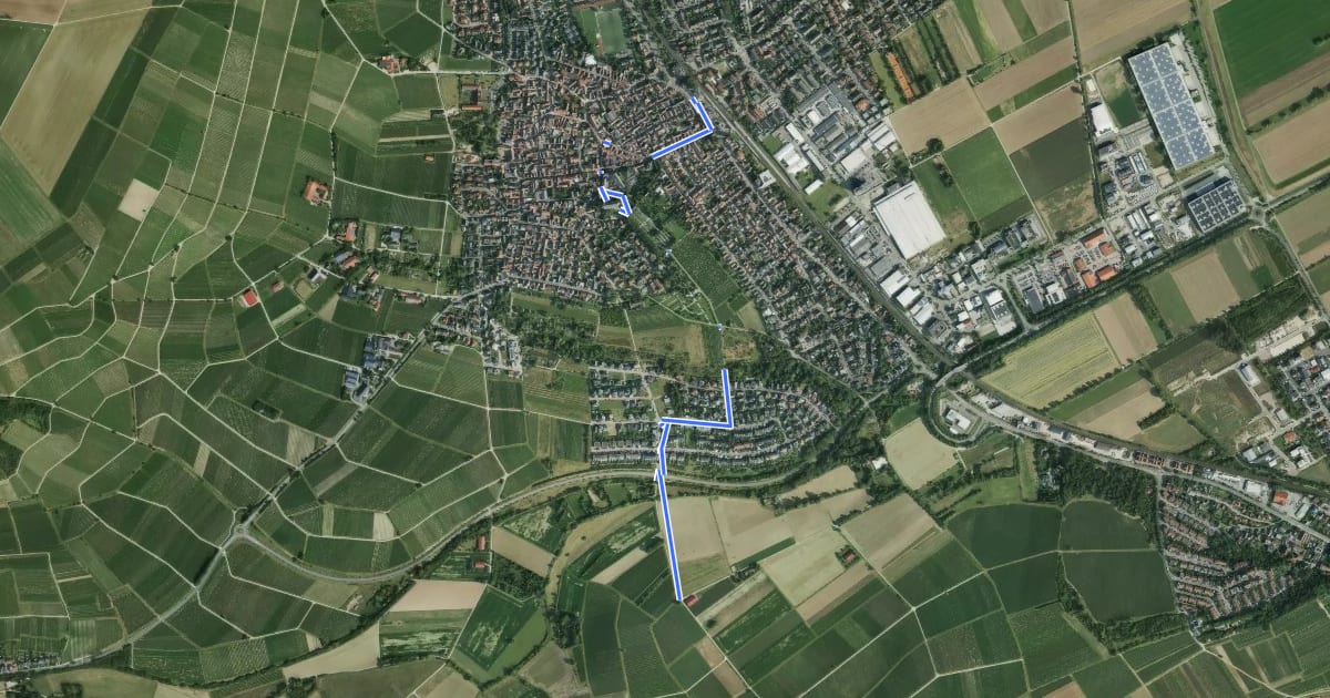 Маршрут Rheinterrassenweg Zuweg Bodenheim und Bahnhof [Süd] на спутниковом снимке