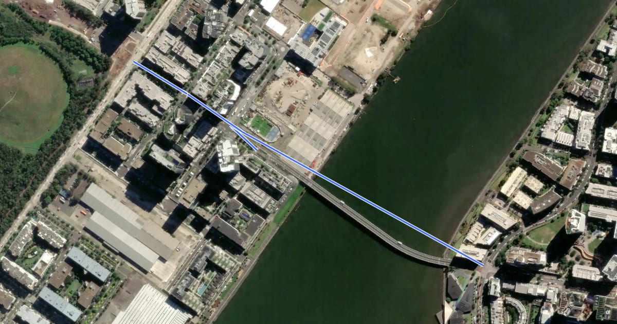 Маршрут Rhodes to Homebush Bay на спутниковом снимке