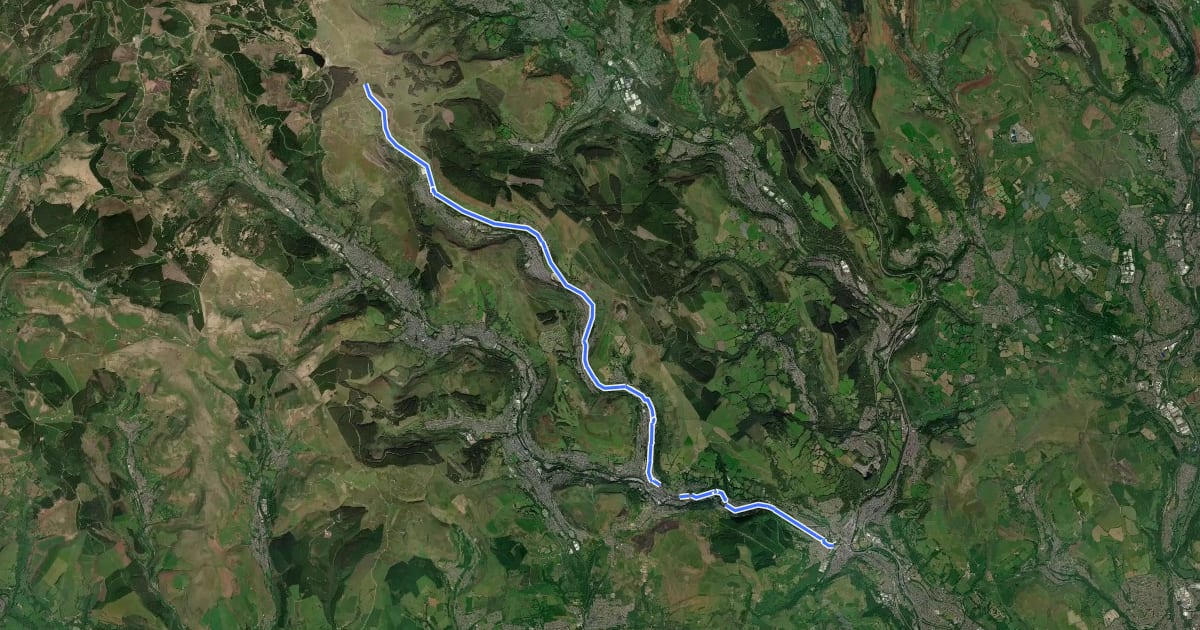 Маршрут Rhondda Fach Trail на спутниковом снимке