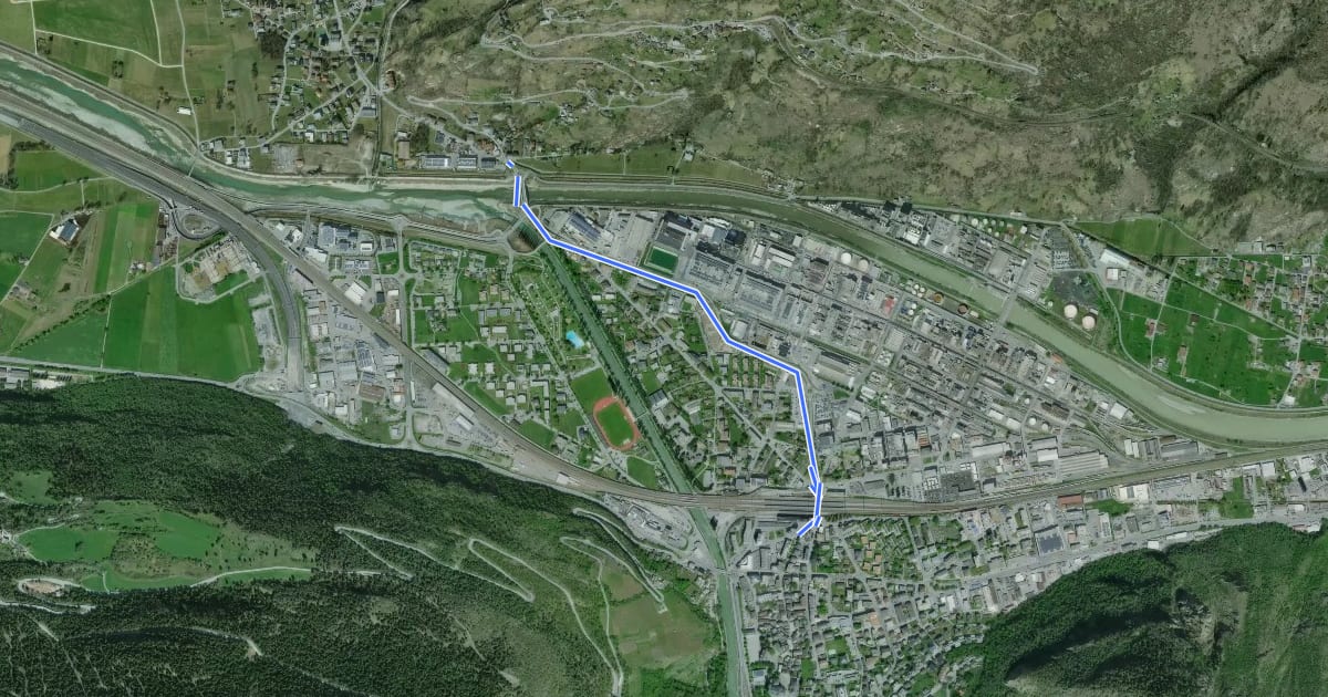Маршрут Rhone-Route - Zubringer (Etappe 3-Visp) на спутниковом снимке