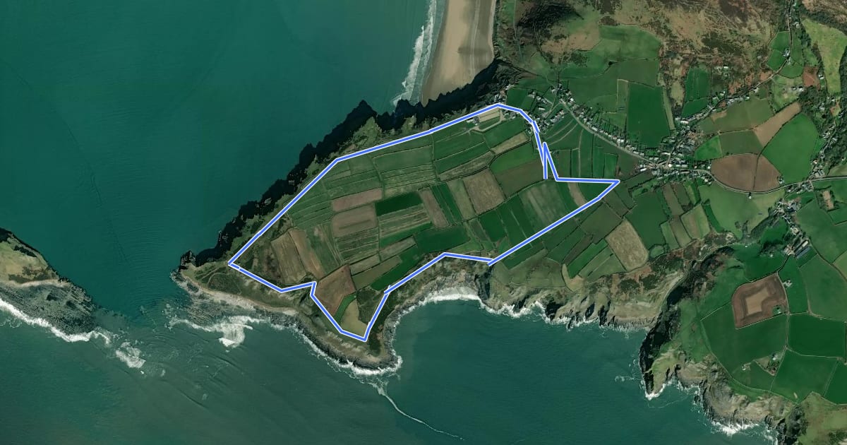 Маршрут Rhosili Headland Walk, Gower на спутниковом снимке