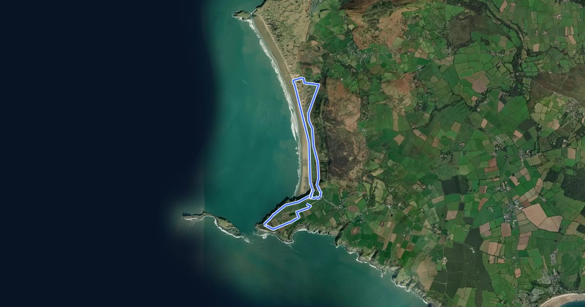 Маршрут Rhossili Ranger Run, Gower на спутниковом снимке