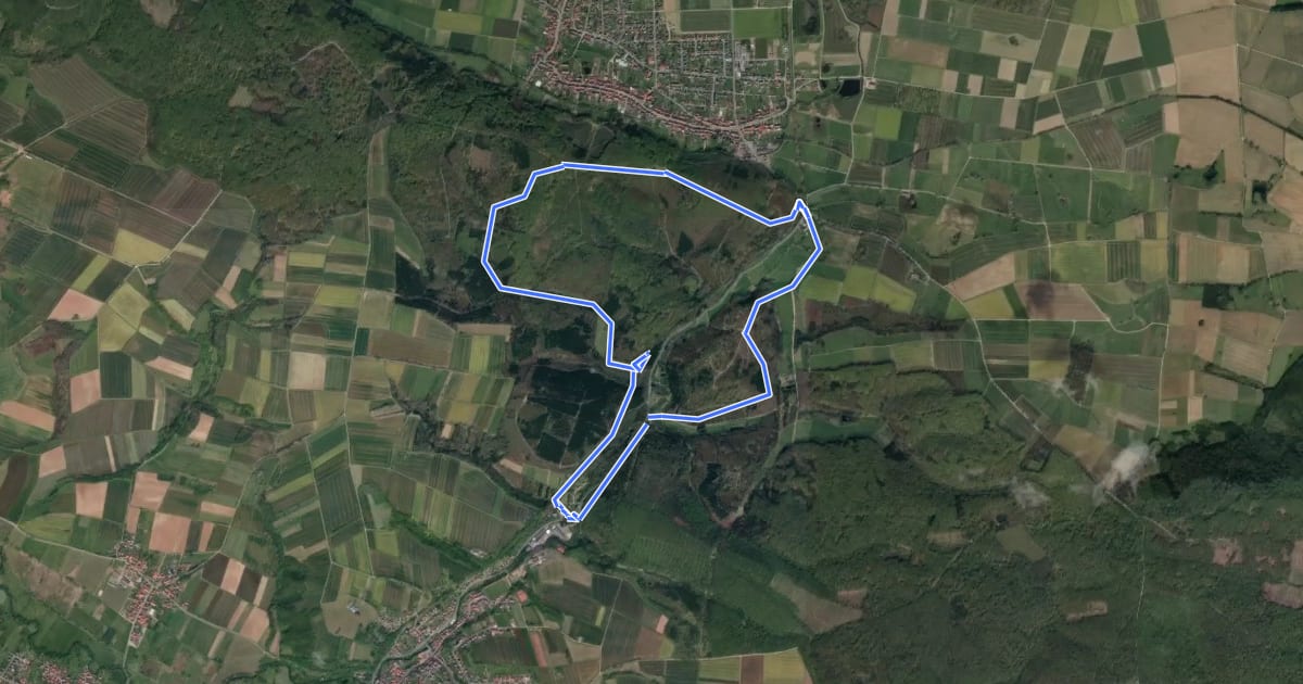 Маршрут Rhumequelle Rundwanderweg 4 на спутниковом снимке