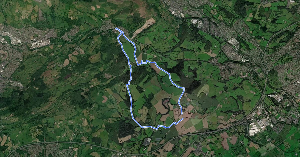 Маршрут Rhymney River Circular на спутниковом снимке