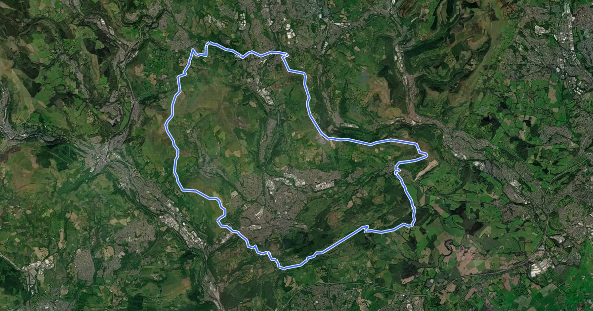 Маршрут Rhymney Valley Ridgeway Walk на спутниковом снимке