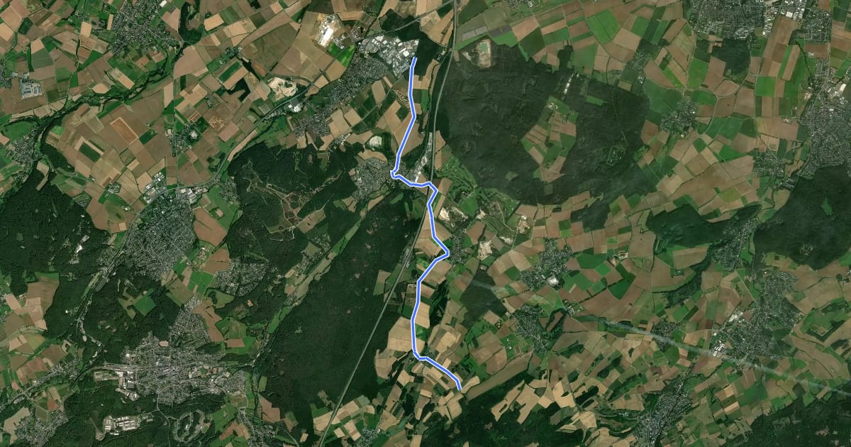 Маршрут Rißdorf (55) - Obergartzem (86) на спутниковом снимке