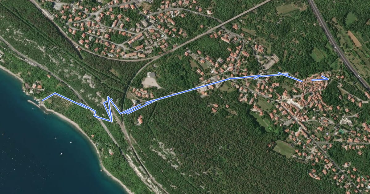 Маршрут Ribiška pot / Sentiero dei pescatori на спутниковом снимке