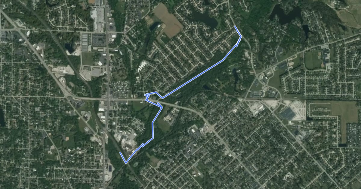 Маршрут Richland Creek Bikeway на спутниковом снимке