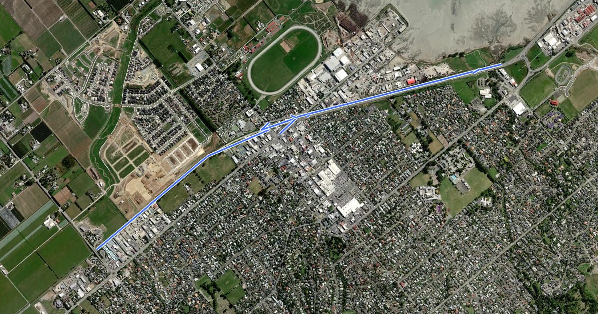 Маршрут Richmond Cycleway на спутниковом снимке