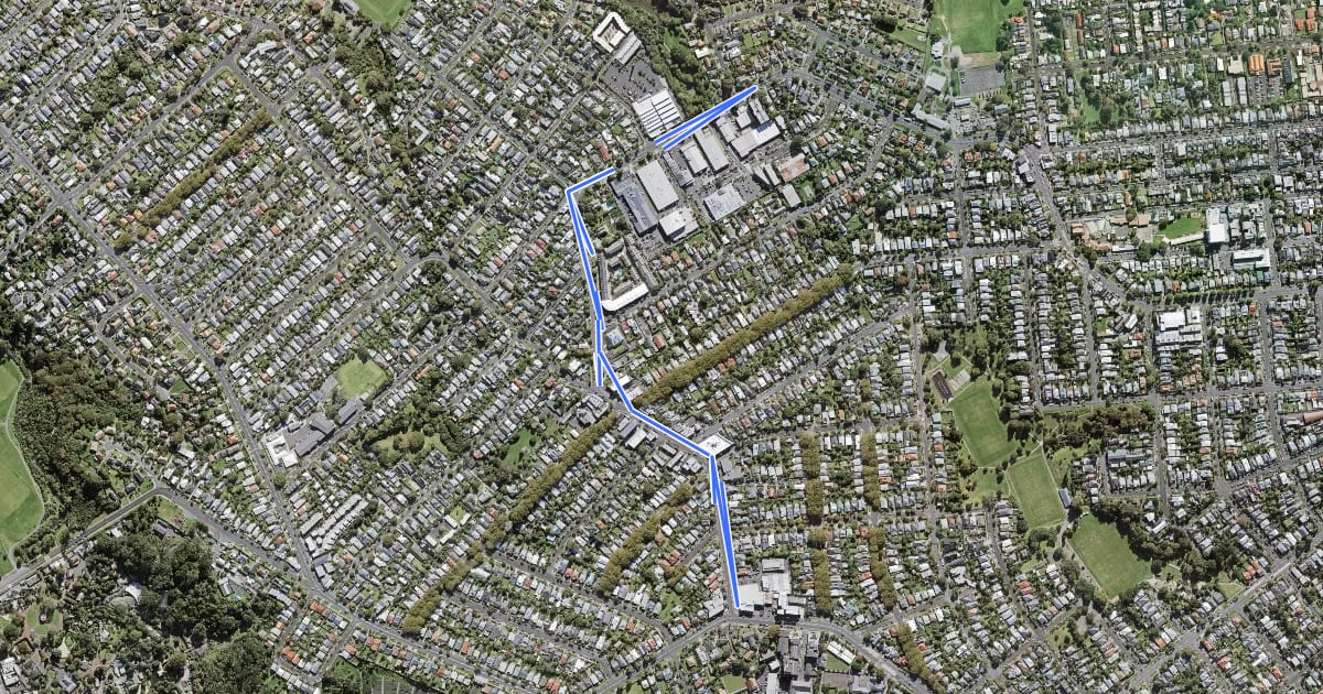 Маршрут Richmond Road Cycleway на спутниковом снимке