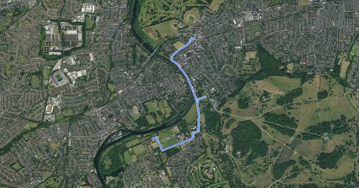 Маршрут Richmond Station to Ham House Historic Scenic Walk, Ham House на спутниковом снимке