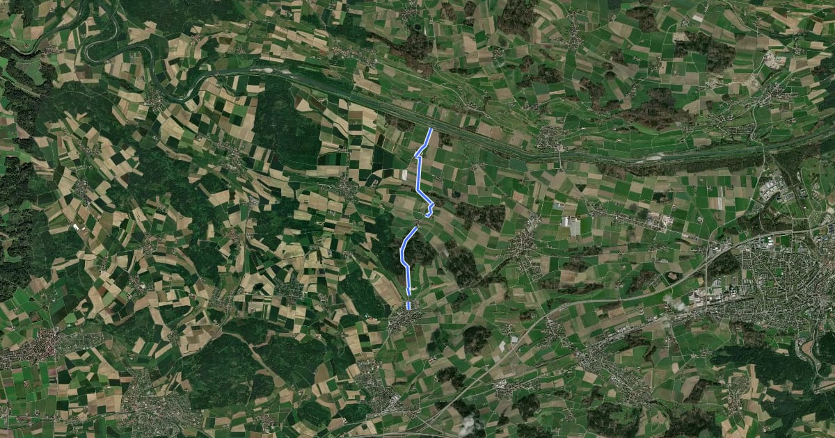 Маршрут Rickenbach Dorf – Feldi Thursteg на спутниковом снимке