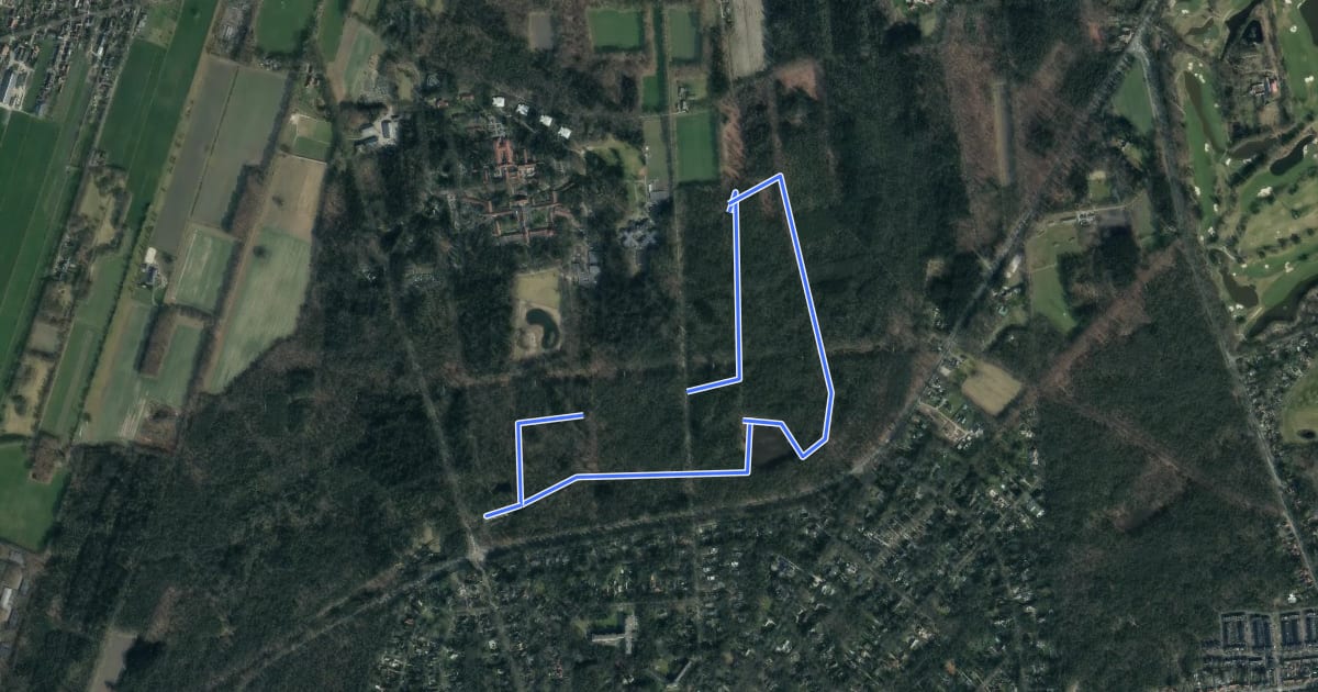 Маршрут Ridderoordse Bos Lang на спутниковом снимке