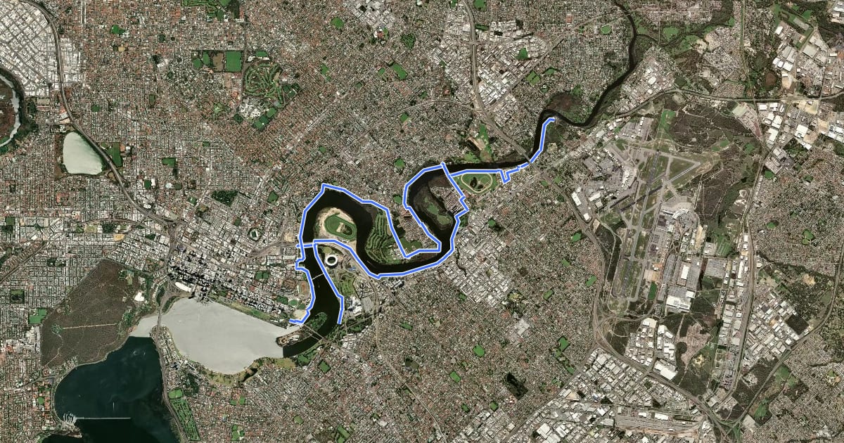 Маршрут Ride around the Rivers Ride 12 - Causeway (Perth side) to Garvey Park на спутниковом снимке
