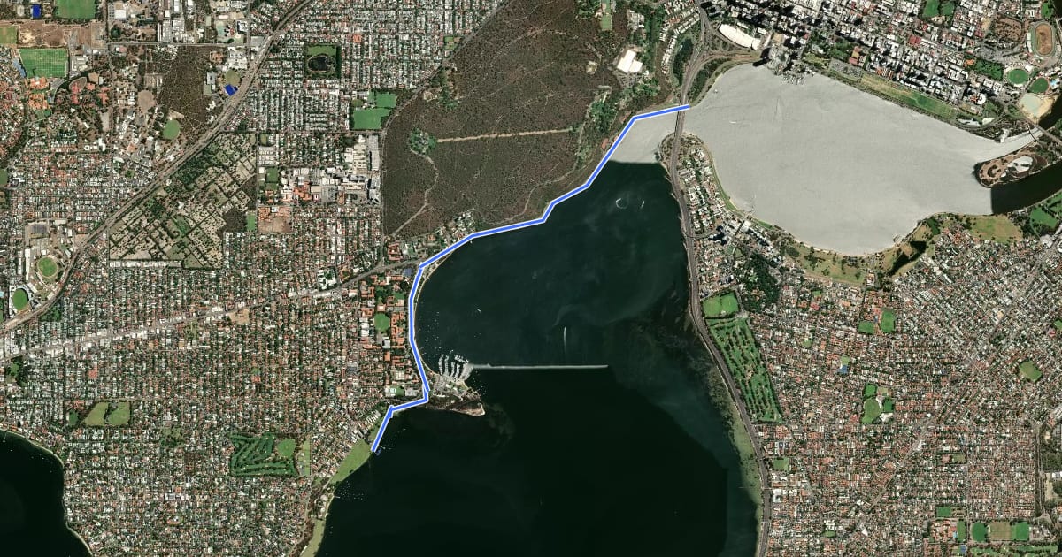 Маршрут Ride around the Rivers Ride 2 - Narrows Bridge (Perth) to Nedlands на спутниковом снимке