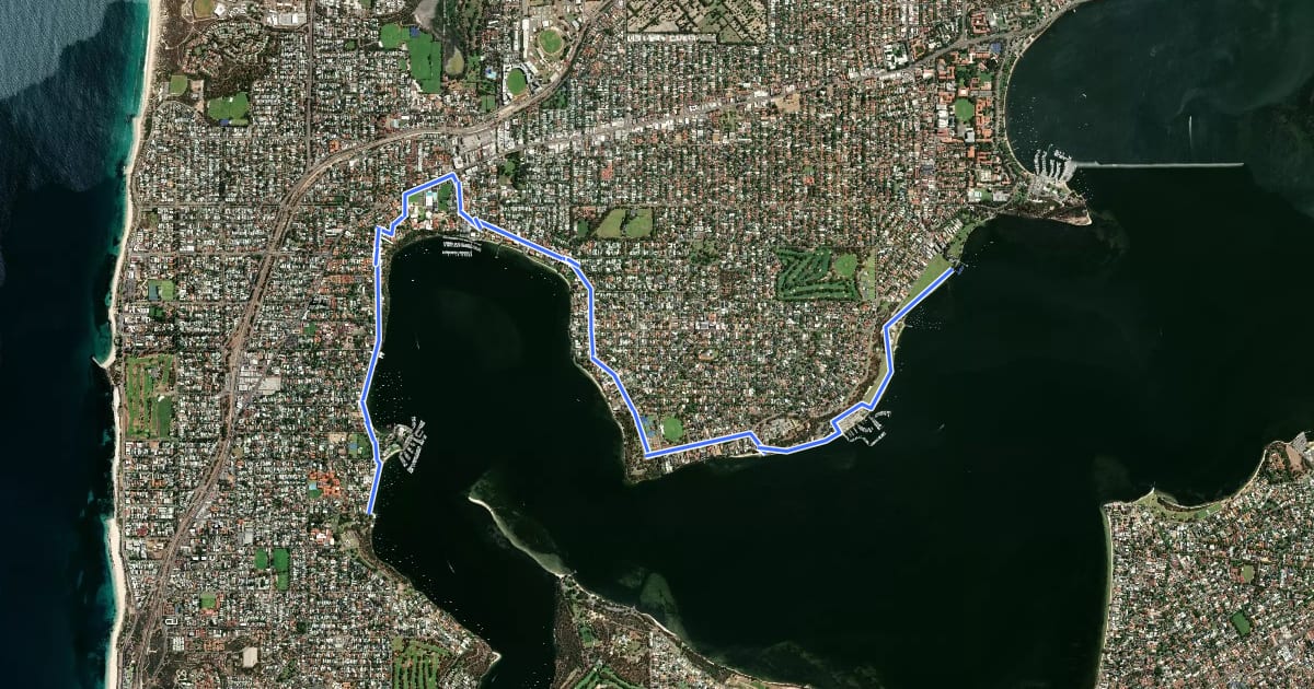 Маршрут Ride around the Rivers Ride 3 - Nedlands to Mosman Park на спутниковом снимке
