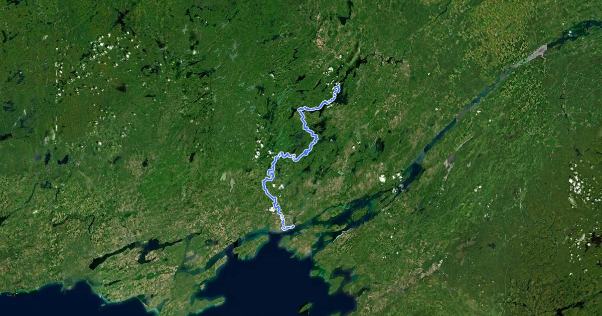 Маршрут Rideau Trail - Kingston Section на спутниковом снимке